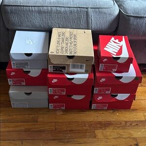 10 Nike Shoe Box Set - Red, White, Tan, Gray